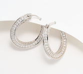 Diamonique Sterling Silver Italia Twisted Hoop Earrings